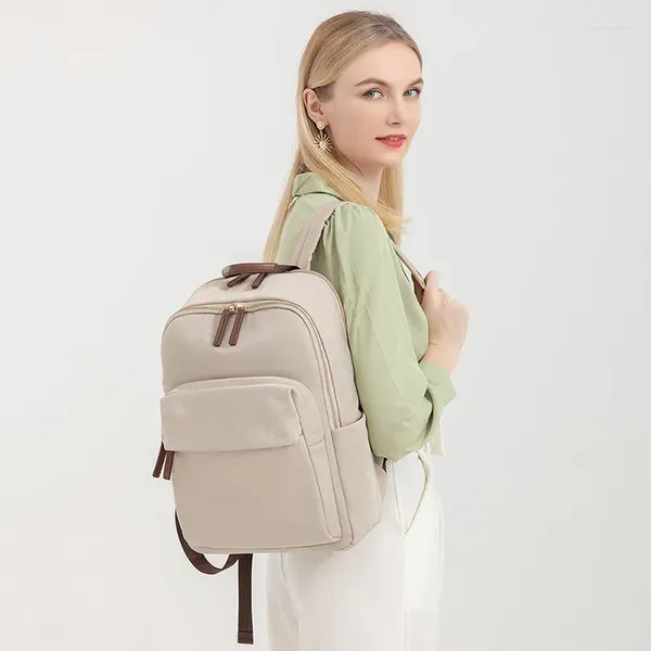 Mochila para mujer, bolso para portátil de 14 pulgadas, bolsos de gran capacidad de Color sólido, mochilas de cuero para hombro para mujer, mochilas de viaje para estudiantes para mujer