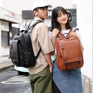 Sac à dos Femme Cuir À la mode Plaid Sac de voyage Mini ordinateur portable Vintage Peau de mouton Coréen Homme Petit Noir