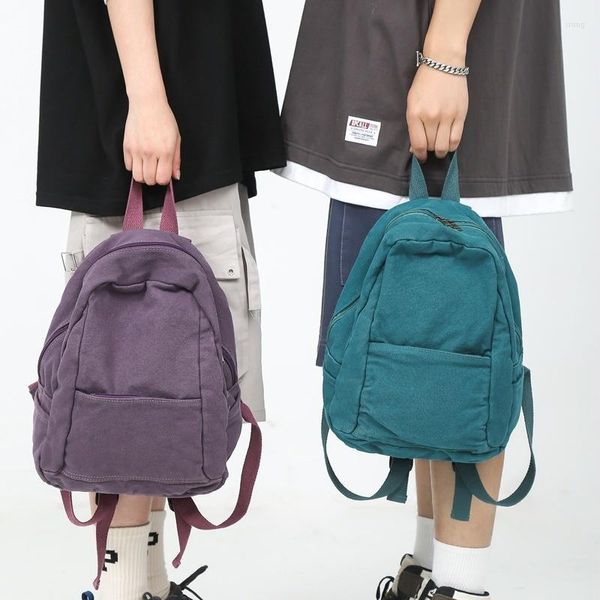 Mochila lienzo de color sólido para mujeres pequeños 2023 unisex de moda de viaje de moda estilo escuela secundaria
