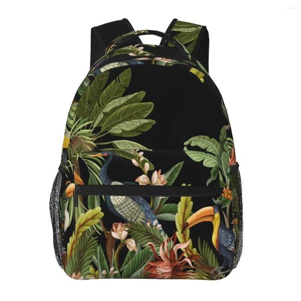 Mochila Mujeres Pájaros Y Hojas Tropicales Flores Bolsa De Moda Para Hombres Mochila Escolar Mochila