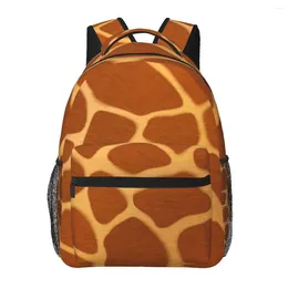 Mochila mujer jirafa piel piel ocultar textura bolso de moda para hombres mochila escolar mochila