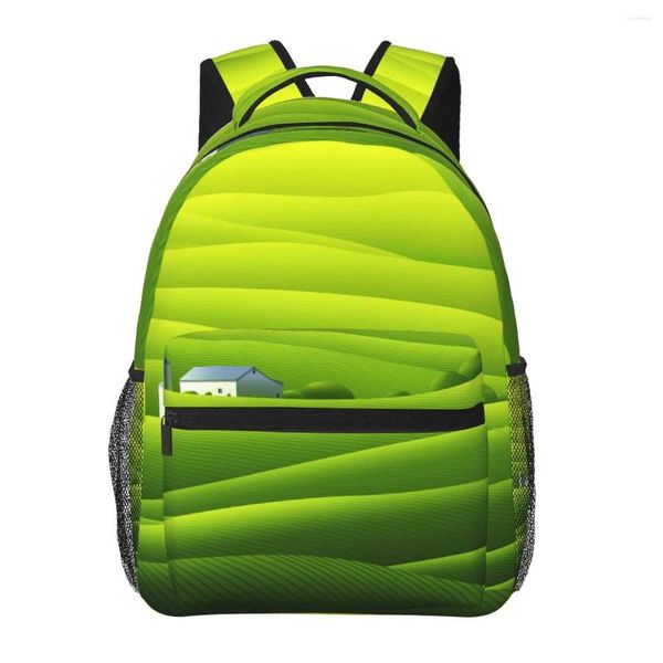 Sac à dos femmes collines vert imprimé sac de mode pour hommes école Bookbag Mochila