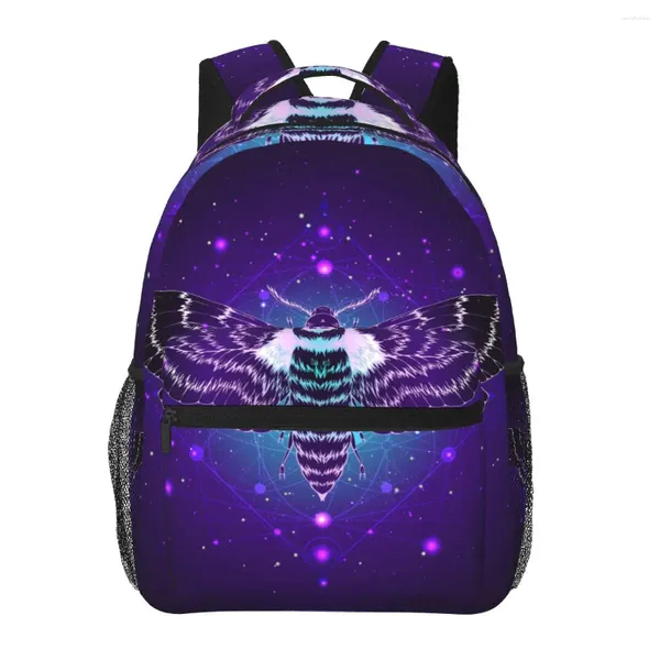 Mochila para mujeres hombres mariposa cabeza muerta y símbolo geométrico sagrado de viaje bolso femenino libro de laptop masculino