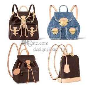 rugzak luxe dames designer tas denim rugzak echt leer oude bloem schouder mini-rugzak