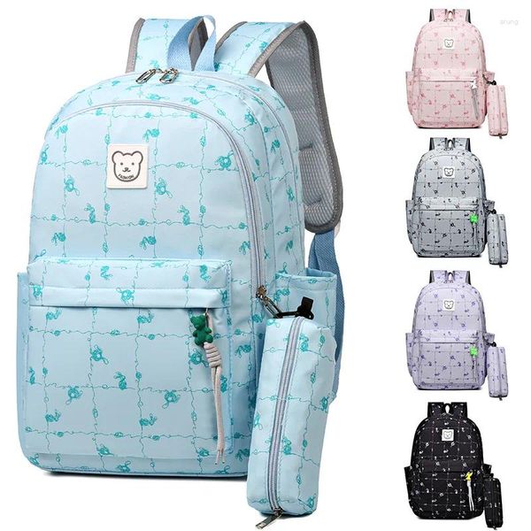 Mochila Materal de tela de tela Oxford de la escuela de secundaria impresa para mujeres con estuche de lápiz