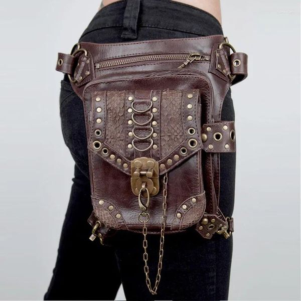 Sac à dos Steampunk pour femmes, sac banane, sac banane, bandoulière, jambe de moto, étui de hanche, pochette de voyage, randonnée, sac à main de Sport