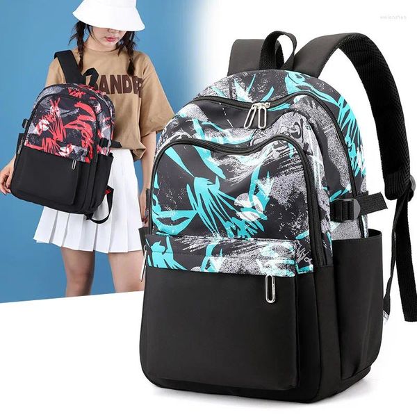 Sac à dos de voyage pour femmes, Double épaule, cartable pour lycéens, Graffiti, étanche, pour ordinateur portable