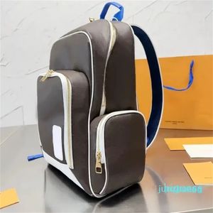 Mochila Bolso De Hombro para Mujer Mochila Bolsos Monedero Letras De Flores Antiguas Lona Revestida Hardware Dorado Múltiples Bolsillos Bolsillos De Gran Capacidad