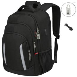 Rugzak XQXA Heren 17 inch laptoptas Unisex Reisrugzak Scholl voor tieners USB Opladen Antidiefstalslot Kleur Zwart