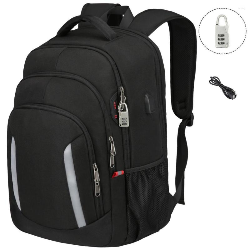 Backpack XQXA Men 17 Inches Laptop Bag Unisex Travel Rucksack Scholl For Teenagers USB Charging & Anti-theft Lock Color Black