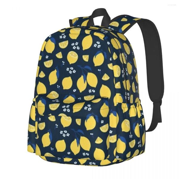 Sac à dos jaune fruit imprimé gril motif citron motif doux sacs à dos polyester sacs de lycée amoureuse camping coloré.