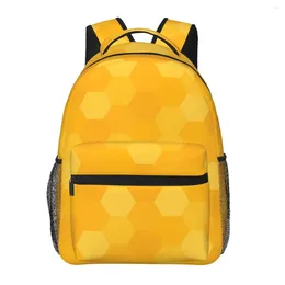 Sac à dos jaune hives en nid d'abeille nouveauté sac à dos boy de voyage sacles softs sacs de rocaille de designer