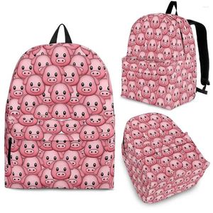 Sac à dos yikeluo dessin animé cochon 3d confortable bandoulière réglable fille rose sac à école rose
