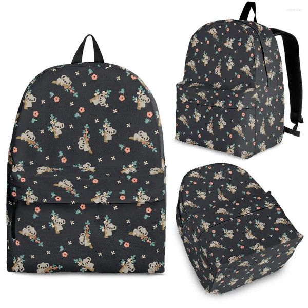 Mochila yikeluo lindo dibujos animados koala diseño de marca duradera estampado animal mochila pequeña bolsa de texto de estudiante floral