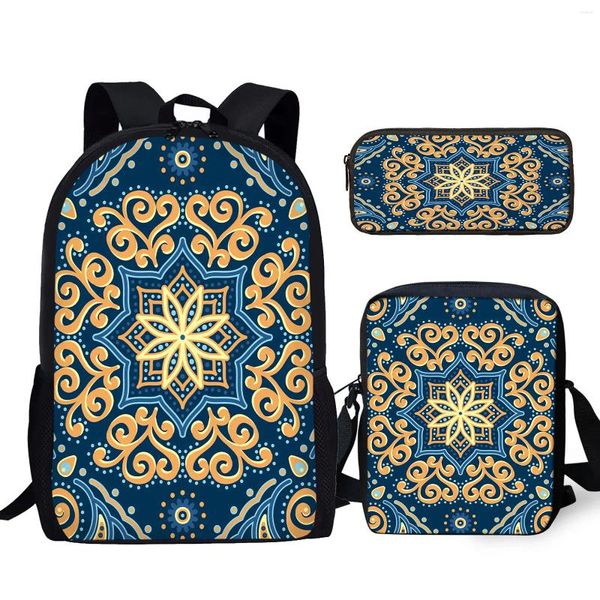 Mochila YIKELUO Bolso De Mensajero Con Correa De Hombro Ajustable Con Estampado De Mandala Boho Azul De Moda Cómodo Y Duradero