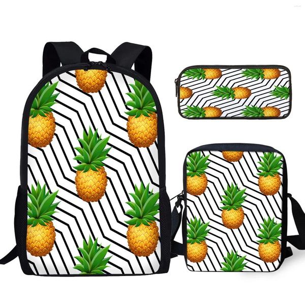 Sac à dos yikeluo ananas 3D imprime à rayures enrichable sac de messager confort réconfortable