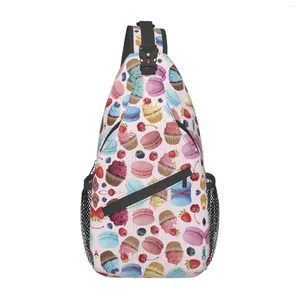 Sac à dos Yummy Sweets Macaron Cupcakes Sling Chest Cross Bag School Travel Polyester Casual Unisexe Mini Taille unique