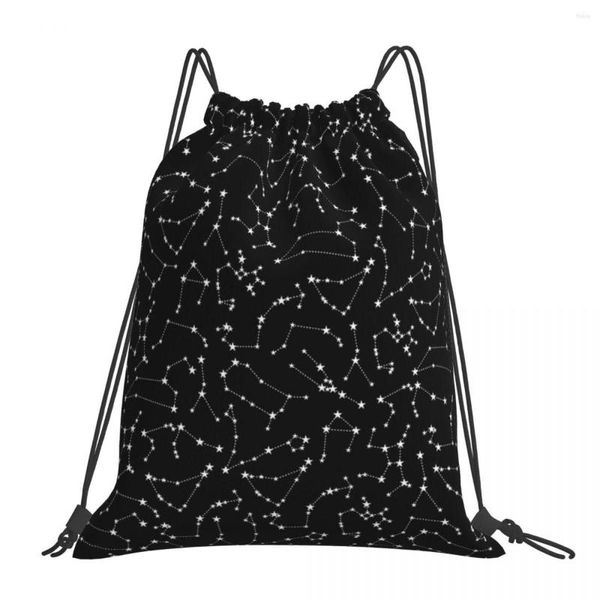 Mochila Zodiac Star Constellations Padrão Sacos com Cordão Mochilas Portáteis Pacote Bolso Saco de Esportes Livro