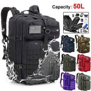 Backpackpakketten 50l grote capaciteit mannen leger militaire tactische rugzak 3p EDC Molle Pack Waterdichte bug -rucksack wandelcamping jachtzakken J230502