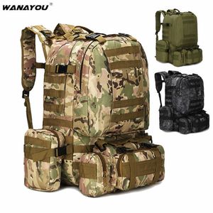 Backpackpakketten 50l tactische rugzak mannelijke molle outdoor sport reistas wandelen klimcamping tactische rugzak militaire puppk p230510