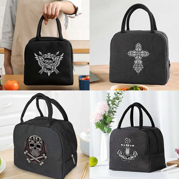 Paquetes de mochilero Bolso más fresco Cremallera aislada portátil Bolsa de tela de vela caliente Comida Picnic Unisex Caja de almuerzo de viaje Organizador Headbone Printing P230524