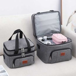 Packs de randonnée Double déjeuner isolé adapté aux femmes boîte de pique-nique chaude de grande capacité avec sac isotherme pour repas à glissière à l'épaule P230524