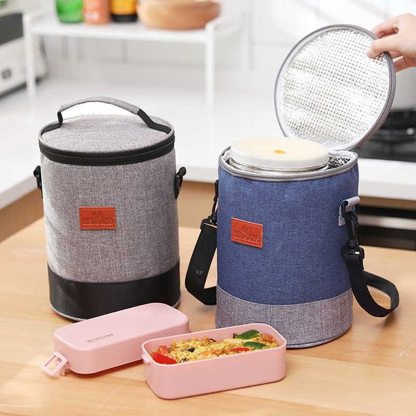 Paquetes para mochileros Fiambrera de gran capacidad Tambor de tela Oxford grueso y caliente Bolsa de aislamiento de papel de aluminio Bolso enfriador de alimentos para picnic P230524