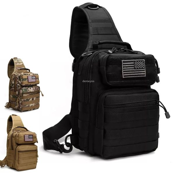 Paquetes de mochilero, bolsa de pecho táctica militar, bolsas de mensajero de un solo hombro, mochila de viaje de camuflaje para exteriores, hombres y mujeres 230821