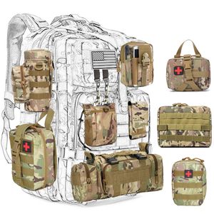 Sacs à dos Sac de chasse Molle Accessoires de plein air Sac de taille Outils de survie Pochette Kits EDC pour ceintures tactiques Sac à dos d'épaule 230822