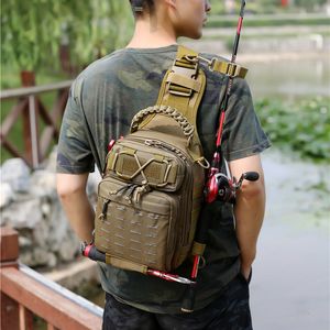 Sacs à dos Sacs de plein air Laser Molle Militaire Tactique Sac de camping Backppack Poitrine Sling Canne à pêche Hommes Sports Sacs à main Épaule 230925