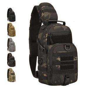 Backpackpakketten Beschermer plus tactische sling borstpakket Molle Militaire nylon schoudertas Mannen Crossbody Outdoor wandelen fietsen 221111