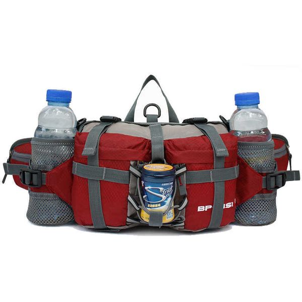 Paquetes de mochilero Bolsas para correr Riñonera al aire libre Senderismo Camping Ciclismo Riñonera impermeable 2 Soporte para botella de agua Bolsa deportiva para mujeres Hombres Negro W0425