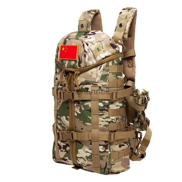 Paquetes de mochilero Mochila táctica Tela Oxford Trekking al aire libre Entrenamiento Ciclismo Tiro Montañismo Bolsa Ejército Fan Camuflaje Senderismo Bolsa YQ231127