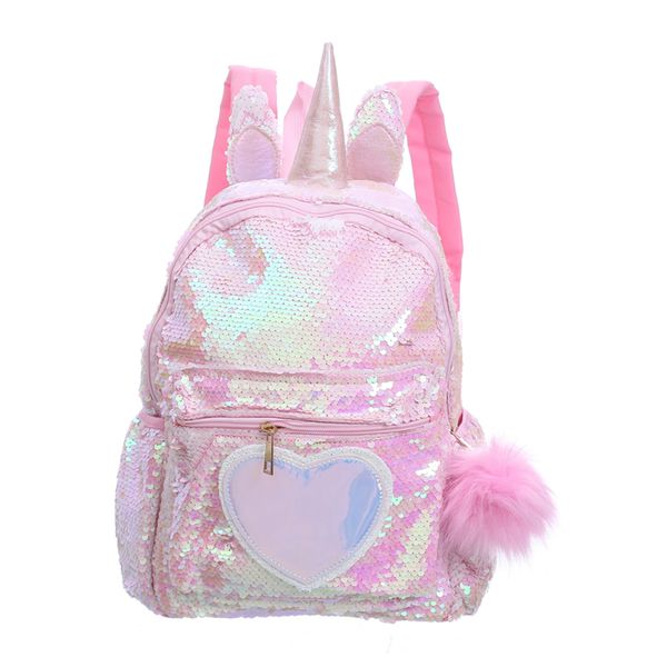 Sacs à dos 1pc sac à dos licorne Hairball Sequin Bookbag mignon cartable sac d'école sac à dos sac à dos pour enfants enfants voyage 230302