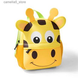 Sacs à dos 2023 Hot enfants sacs à dos 3D girafe conception fille garçons sacs d'école enfant en bas âge enfants néoprène cartable maternelle bande dessinée pochette Q231108