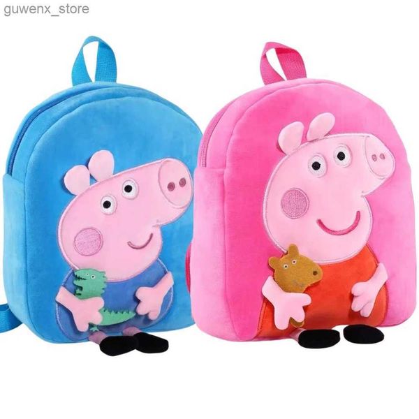 Sac à dos 27cm / 10,6 pouces peppa cochon qriginal kawaii sac de livre en peluche jouet mignon dessin animé george maternelle banc d'anime sac enfant cadeau y240411