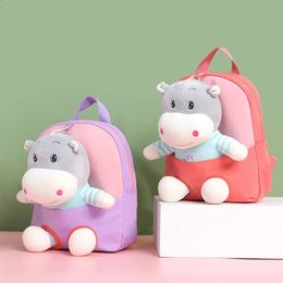 Sacs à dos Sac à dos pour enfants hippopotame de dessin animé 3D sac en peluche pour enfants mini sac à dos mignon sac d'école licorne sac d'école pour garçons et filles de la maternelle 231214