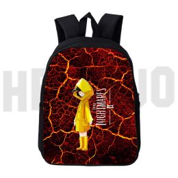 Rugzakken 3D -print cartoon anime kleine nachtmerries 2 backpack kinderen schooltassen voor tiener meisje zak een dos 12/16 inch mochila mode