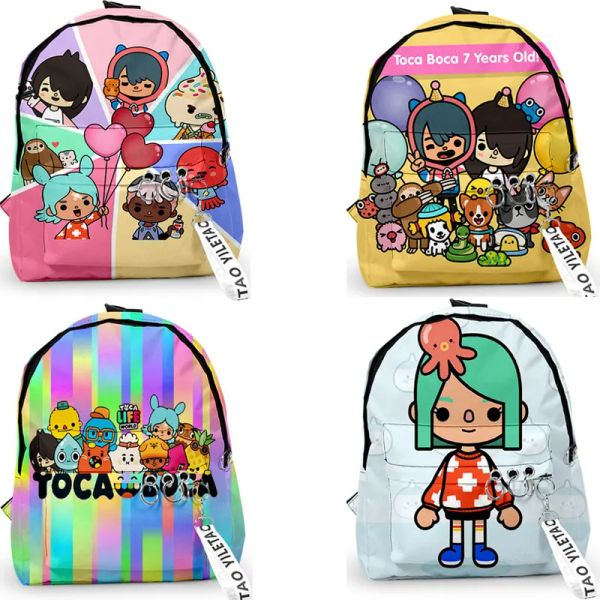 Backpacks 3d imprimer TOCA BOCA BACKPACKS TOCA LIFE WORLD GAY SCHOOL SACS For Teenager Girls Book Bookbag Keychain Travel Mochila Women Bag