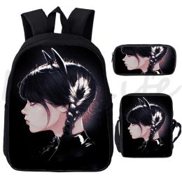 Mochilas 3D impresión miércoles addams mochila bolso de hombro bolso 3 picios set estudiante diario bolso escolar bookbag boba impermeable