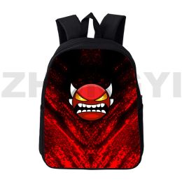 Backpacks 3D Gedrukte boze geometrie Dash Backpacks Funny Game School Backpack 12/16 inch Hoogwaardige Canvas Travel Bag Student Book Bag