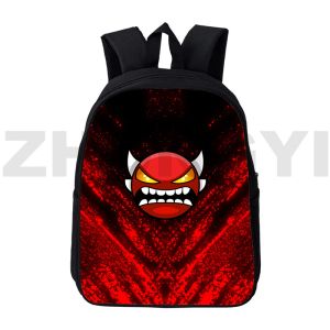 Backpacks 3D Gedrukte boze geometrie Dash Backpacks Funny Game School Backpack 12/16 inch Hoogwaardige Canvas Travel Bag Student Book Bag