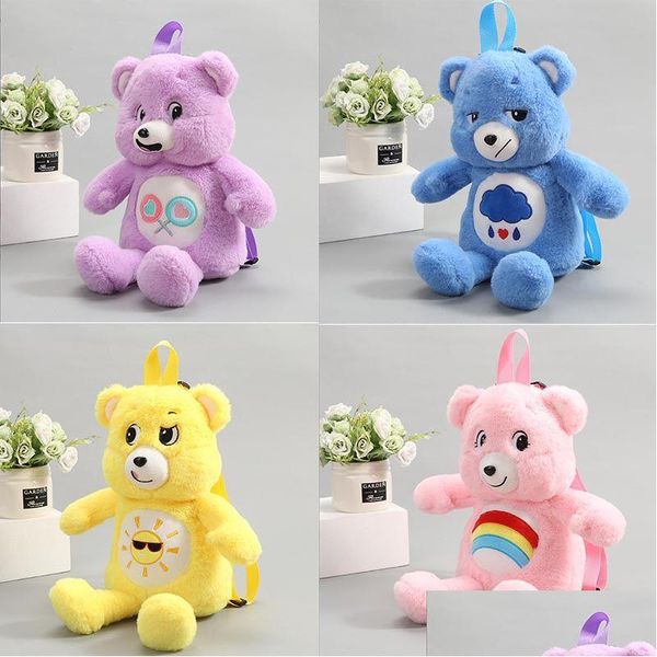 Sacs à dos 46cm enfants Kawaii violet jaune bleu ours en peluche sac à dos fille mignon doux accessoires sac filles cadeau d'anniversaire livraison directe b dhlho