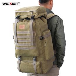 Rugzakken 60l grote militaire tas canvas rugzak tactische tassen camping wandelende rugzak leger mochila tactica reis molle mannen buitensport