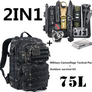 Rugzakken 75L Mountaineering Backpack Militaire Tactical Backpack Army Molle Multifunctionele grote capaciteit Field Camo Back Packs