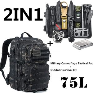 Sac à dos 75l alpinisme sac à dos militaire militaire tactique armée molle molle multifonctionnelle de grande capacité camouflage packs de camouflage