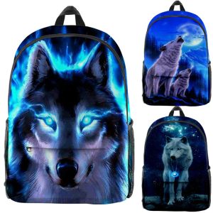 Mochilas de mochila animal lobo estampado mochila para mujeres muebles casuales mochilas para niños bolsas escolares para adolescentes chicas oxford boba de libro de estudiantes