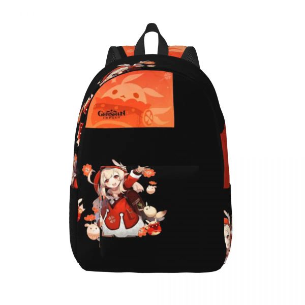 Sac à dos anime genshin impact kawaii sac à dos klee red élégant sac à dos mascues voyage les grands sacs de lycée coloré.