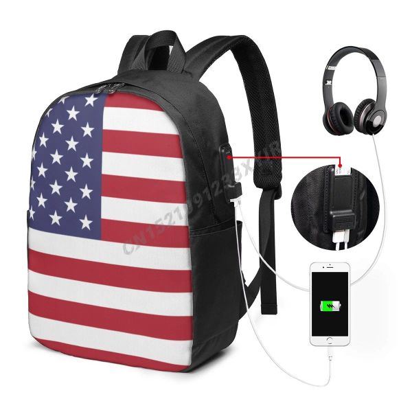 Backpacks Backpack America Flag USA USI-States Country Map American It est dans mon ADN Schoolbag Travel Occasiter ordinateur portable Pack Unisex