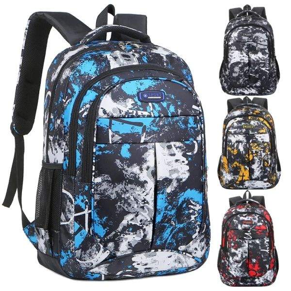 Sac à dos sac à dos brisant mode cool camouflage junior lycée sac à dos extérieur voyage graffiti conception de grande capacité sac d'ordinateur